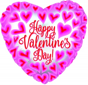 Happy Valentines Day 9in w Valve Pink Hearts All Over